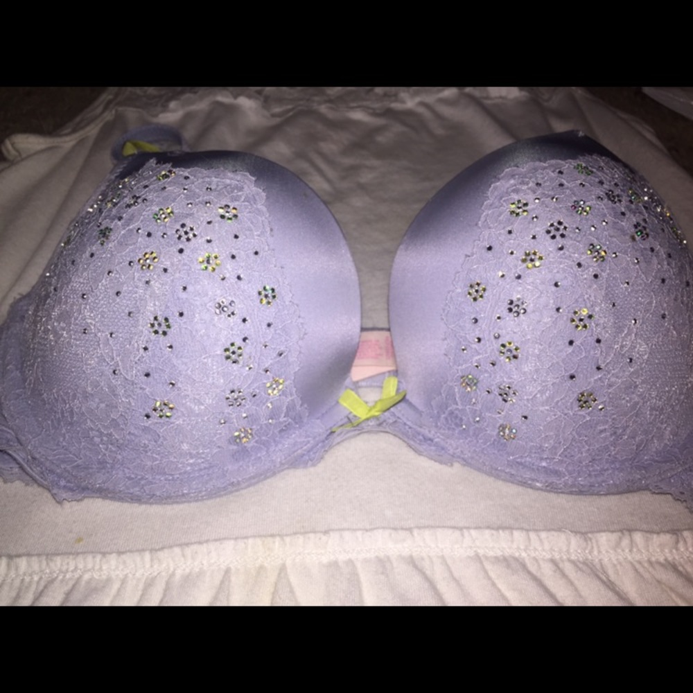 Victoria secret green and lavender bra with gems